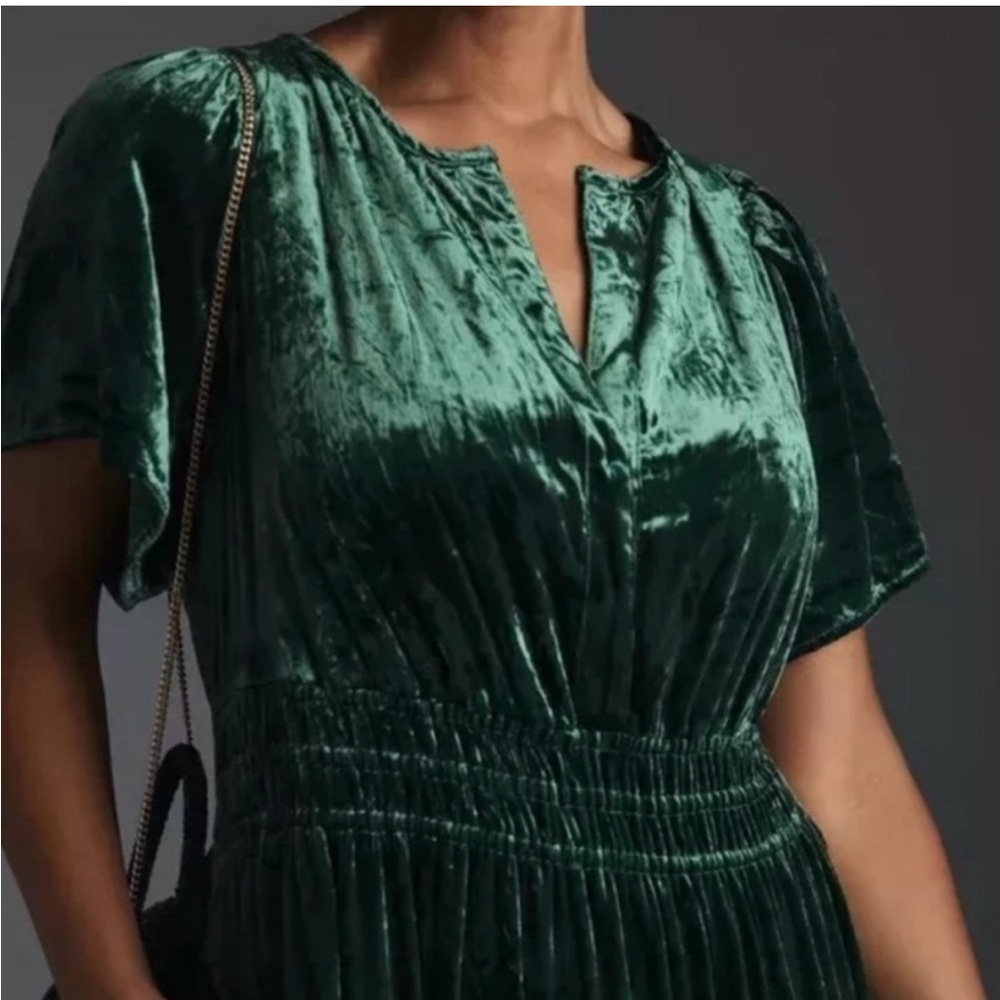 Anthropologie Somerset Maxi Dress Velvet Edition Size Large Forest Green - Picture 6 of 6